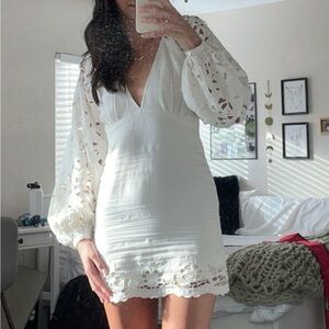 Tularosa Liz Mini Dress - White Lace Long Sleeve Dress